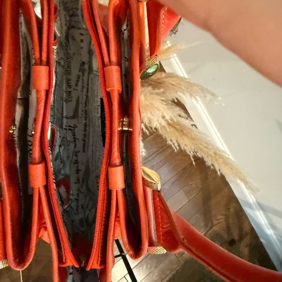 Barr Barr Orange  Leather Handbag with the gold hardware - Picture 6 of 6